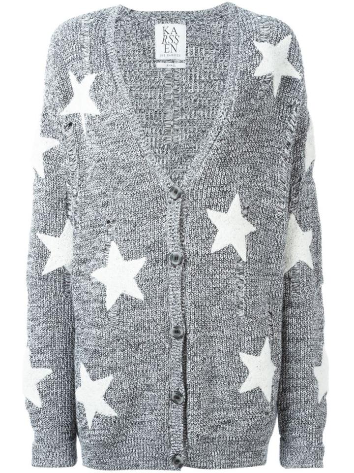 Zoe Karssen Bouclé Star Cardigan, Women's, Size: Medium, Grey, Cotton