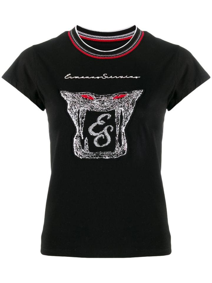 Ermanno Scervino Logo Printed T-shirt - Black