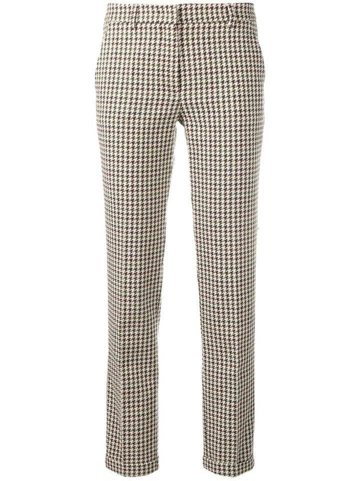 Incotex Checked Cropped Trousers - Nude & Neutrals