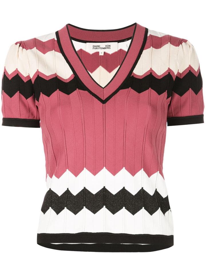 Dvf Diane Von Furstenberg Janelle V-neck Knit Top - Red