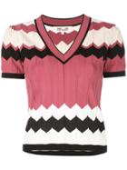 Dvf Diane Von Furstenberg Janelle V-neck Knit Top - Red