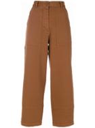 8pm Cropped High-waist Trousers - Brown