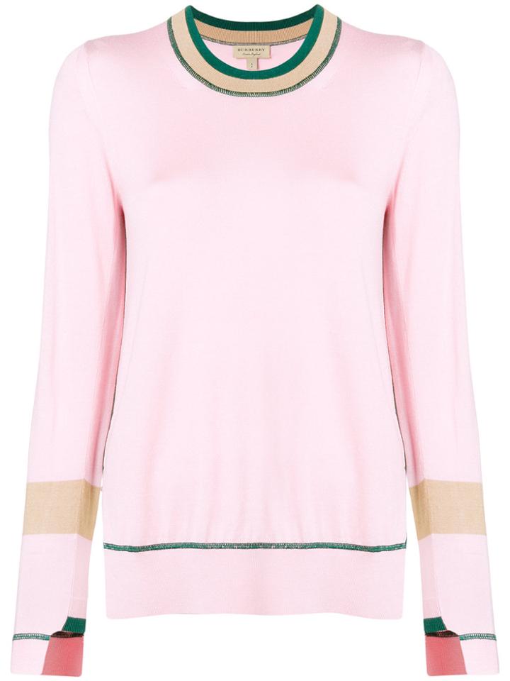 Burberry Contrasting Trim Sweater - Pink & Purple