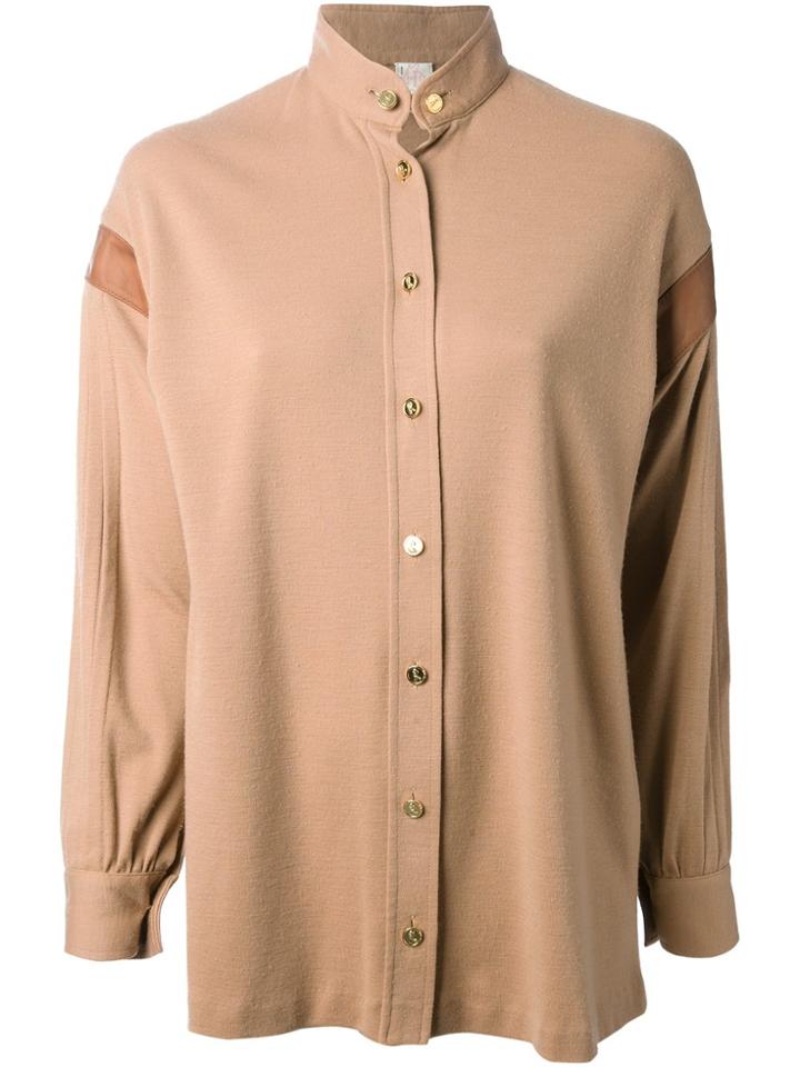 Roberta Di Camerino Vintage Mandarin Collar Shirt - Brown