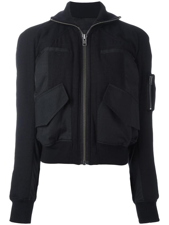 Haider Ackermann Patch Pocket Bomber Jacket, Women's, Size: Medium, Black, Virgin Wool/cotton/rayon/cotton