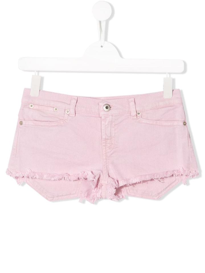 Dondup Kids Frayed Denim Shorts - Pink