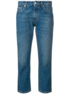 Msgm Branded Crop Jeans - Blue