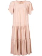 No21 Cape Sleeve Midi Dress - Pink