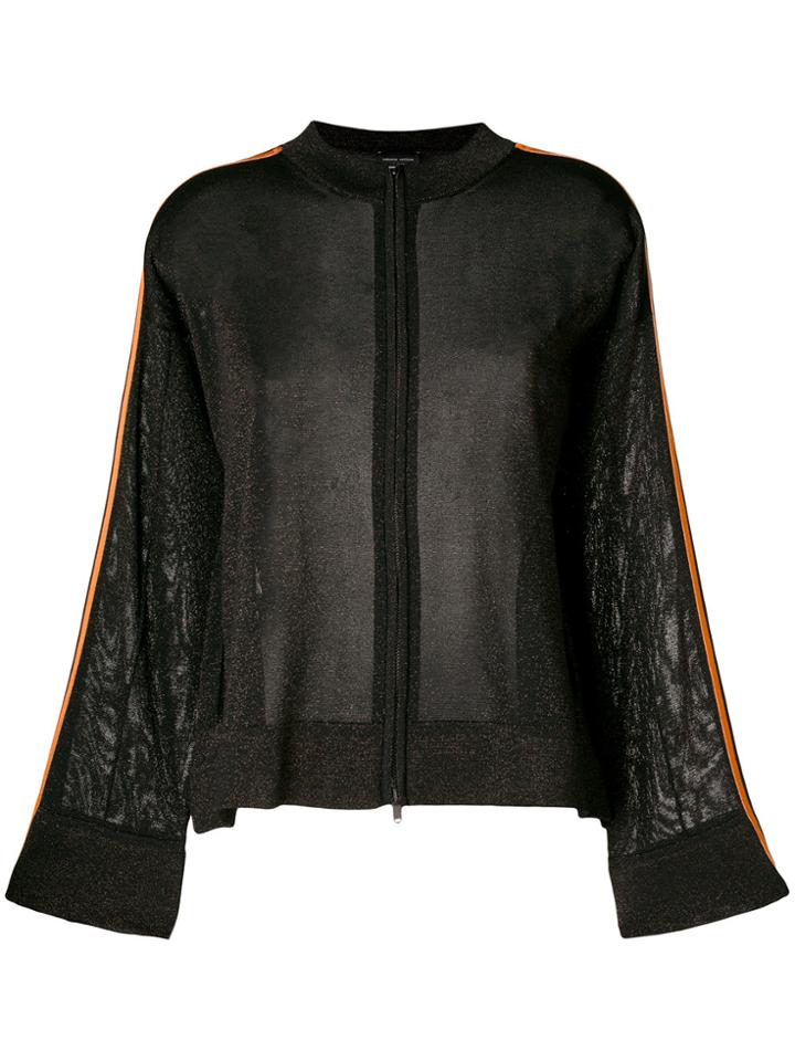 Roberto Collina Stripe Detail Zipped Cardigan - Black