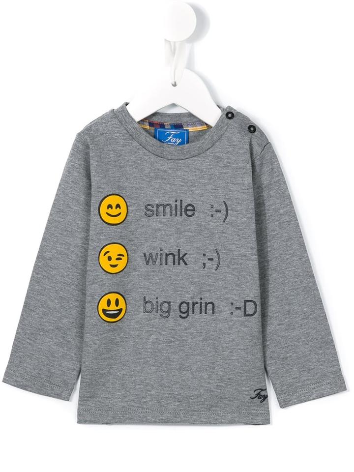 Fay Kids - Emoji Print Sweatshirt - Kids - Cotton - 18 Mth, Grey