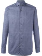 Ermenegildo Zegna Floral Diamond Pattern Shirt, Men's, Size: Small, Blue, Cotton