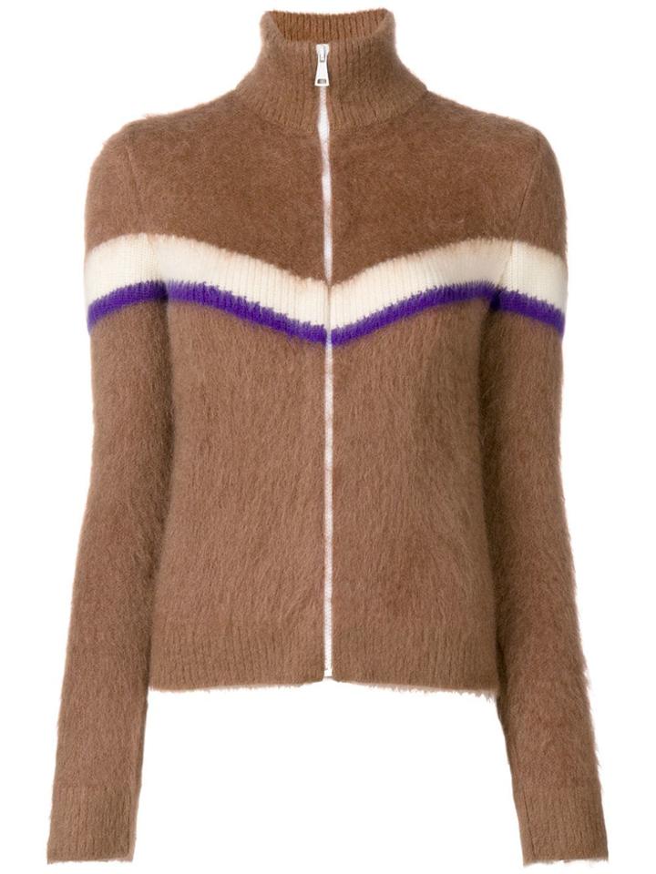 No21 Colour-block Zip Jumper - Brown