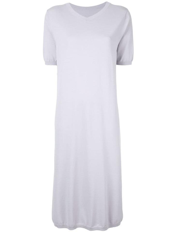 Knott V-neck T-shirt Dress - Blue