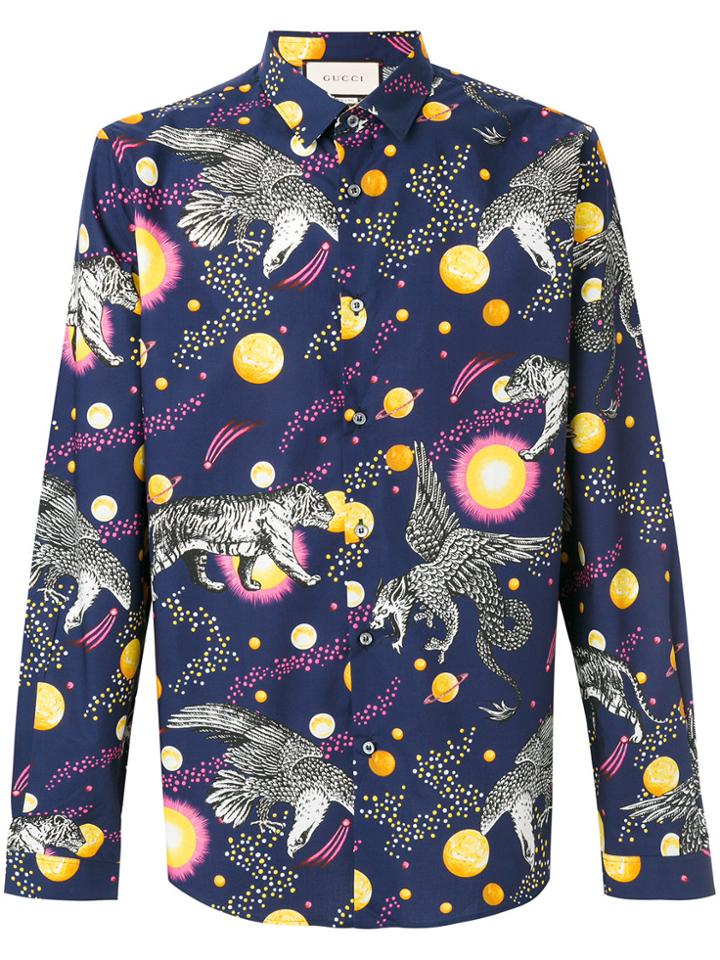Gucci Space Animals Print Shirt - Blue