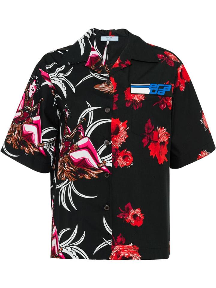 Prada Floral Short-sleeve Shirt - Black