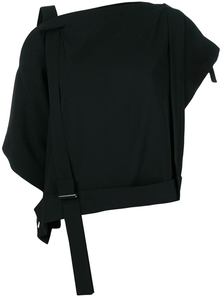 Issey Miyake Dropped Shoulder Strap Detail Top - Black