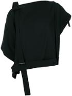 Issey Miyake Dropped Shoulder Strap Detail Top - Black