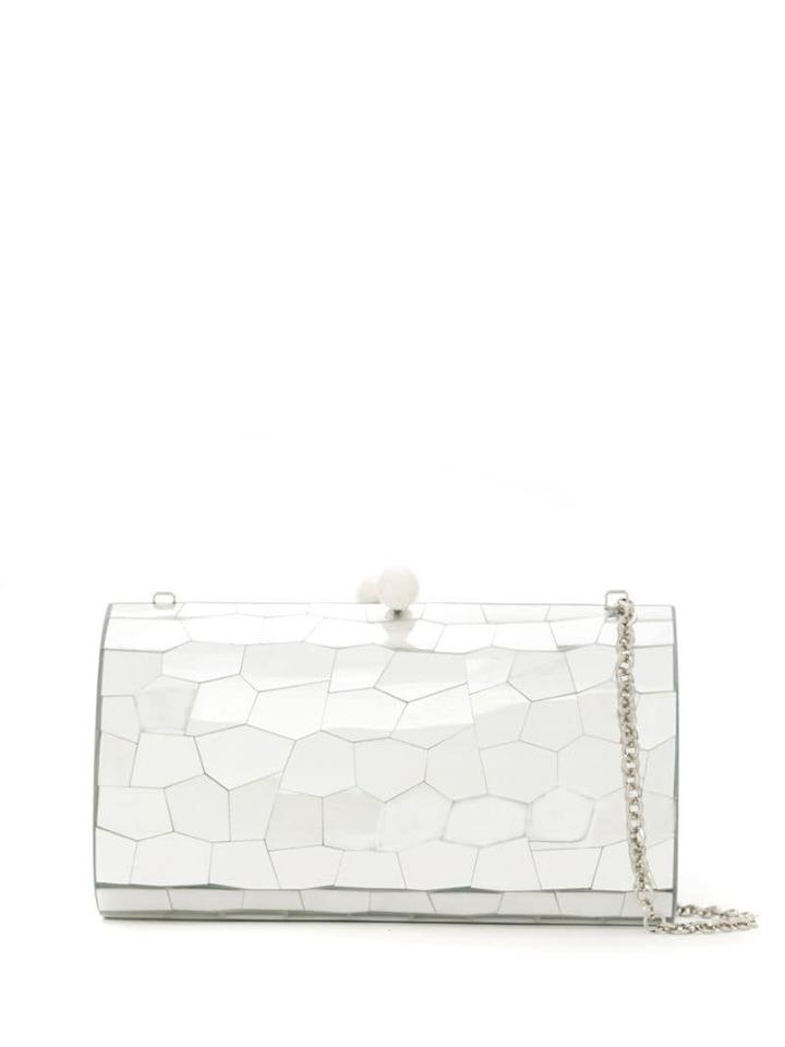 Serpui Mirrored Clutch Bag - Silver