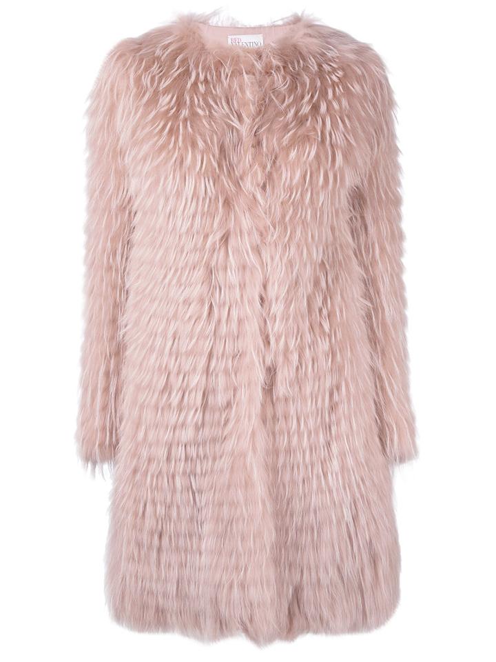 Red Valentino - Midi Fur Coat - Women - Racoon Fur - 40, Nude/neutrals, Racoon Fur