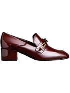 Burberry Link Detail Patent Leather Block-heel Loafers - Red