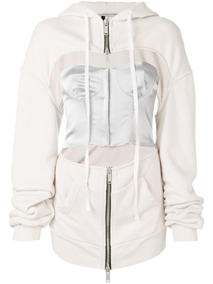 Unravel Project Cut-out Detail Zipped Hoodie - Pink & Purple