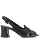 Vittorio Virgili Slingback Block Heel Sandals - Black