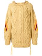 Facetasm Oversized Knit Jumper With Stripe Panels - Yellow & Orange