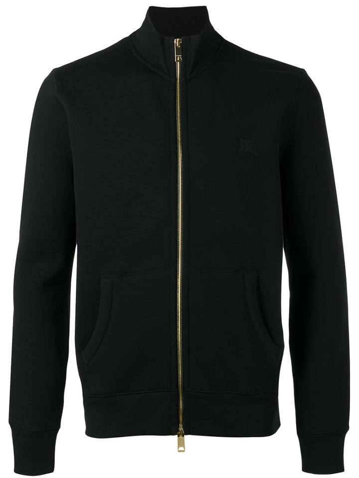 Burberry - Logo Embroidered Zipped Sweatshirt - Men - Cotton/polyester - L, Black, Cotton/polyester