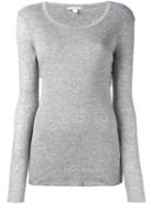 James Perse Round Neck Pullover, Women's, Size: 3, Grey, Cotton/cashmere