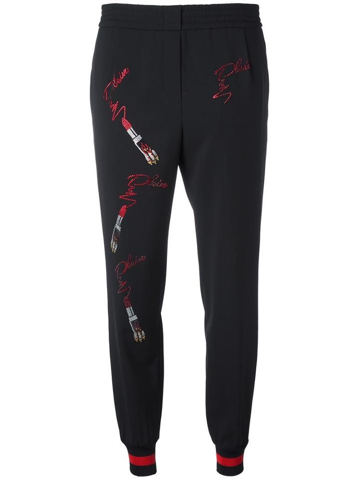 Philipp Plein Loose-fit Track Pants, Women's, Size: Medium, Black, Cotton/viscose/spandex/elastane