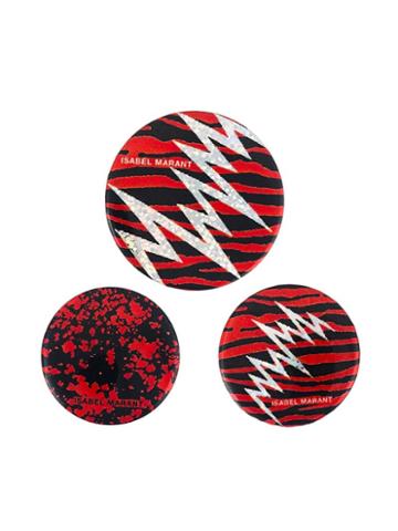 Isabel Marant Printed Pin Badges Set, Women's, Red