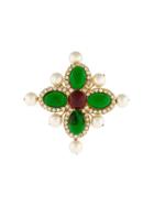Chanel Pre-owned Multi Stone Embellished Brooch - Green