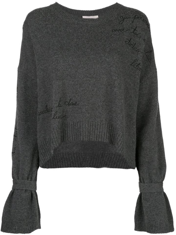 Cinq A Sept Embroidered Josephine Jumper - Grey
