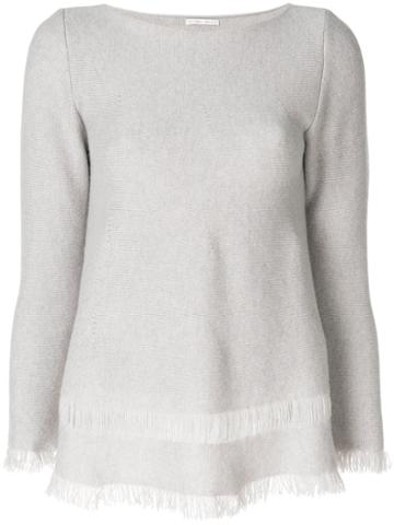 Borgo Asolo Flared Fringe-hem Sweater - Grey