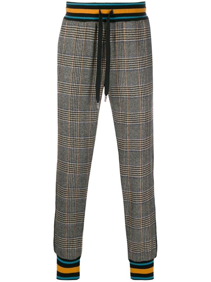 Dolce & Gabbana Drawstring Tartan Trousers - Grey