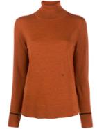 Calvin Klein Logo Turtleneck Jumper - Orange