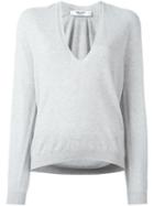 Blugirl V-neck Sweater, Women's, Size: 46, Grey, Polyamide/viscose/cashmere/wool