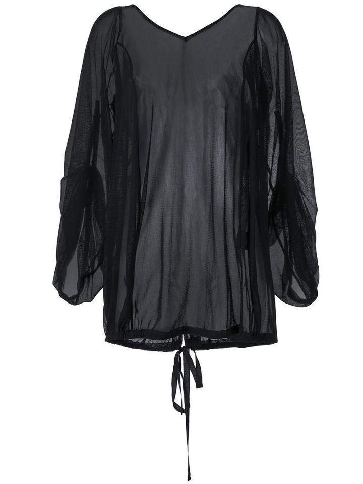 Assin Oversized Mesh Blouse, Women's, Size: Medium, Black, Cotton