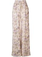 Zimmermann Wide-leg Floral Snap Pants, Women's, Size: 0, Nude/neutrals, Silk/linen/flax