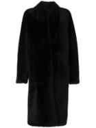 Yves Salomon Shearling Button Coat - Black