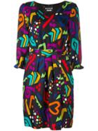 Boutique Moschino Multiple Prints Short Dress, Women's, Size: 40, Black, Silk/polyester