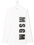 Msgm Kids Teen Logo Printed T-shirt - White