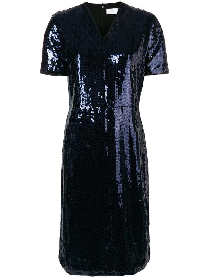 Victoria Victoria Beckham Sequin Shift Midi Dress - Blue