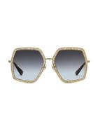 Gucci Oversized Metal Framed Sunglasses - Metallic