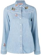 Twin-set Butterfly Embroidered Denim Shirt - Blue