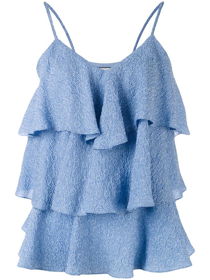 Paul & Joe - Tiered Ruffled Tank Top - Women - Silk/polyamide/polyester - 2, Blue, Silk/polyamide/polyester