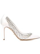 Sergio Rossi Embellished Laser Cut Pumps