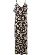 Marni Floral Print Silk Long Dress, Women's, Size: 42, Black, Silk