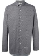 Dnl Printed Cut-away Collar Shirt, Men's, Size: 39, Grey, Cotton/polyamide