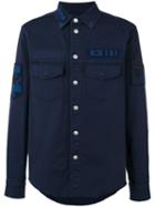 Valentino Military Patch Shirt, Men's, Size: 48, Blue, Cotton